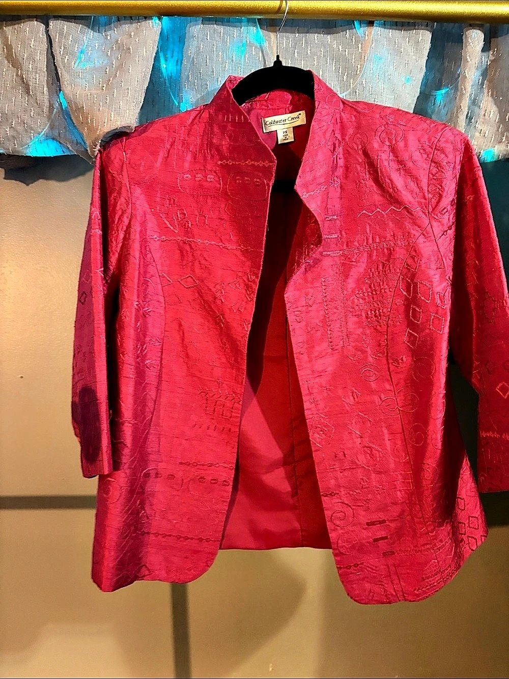 Coldwater Creek Silk Embroidered Blazer in Pink Size XS